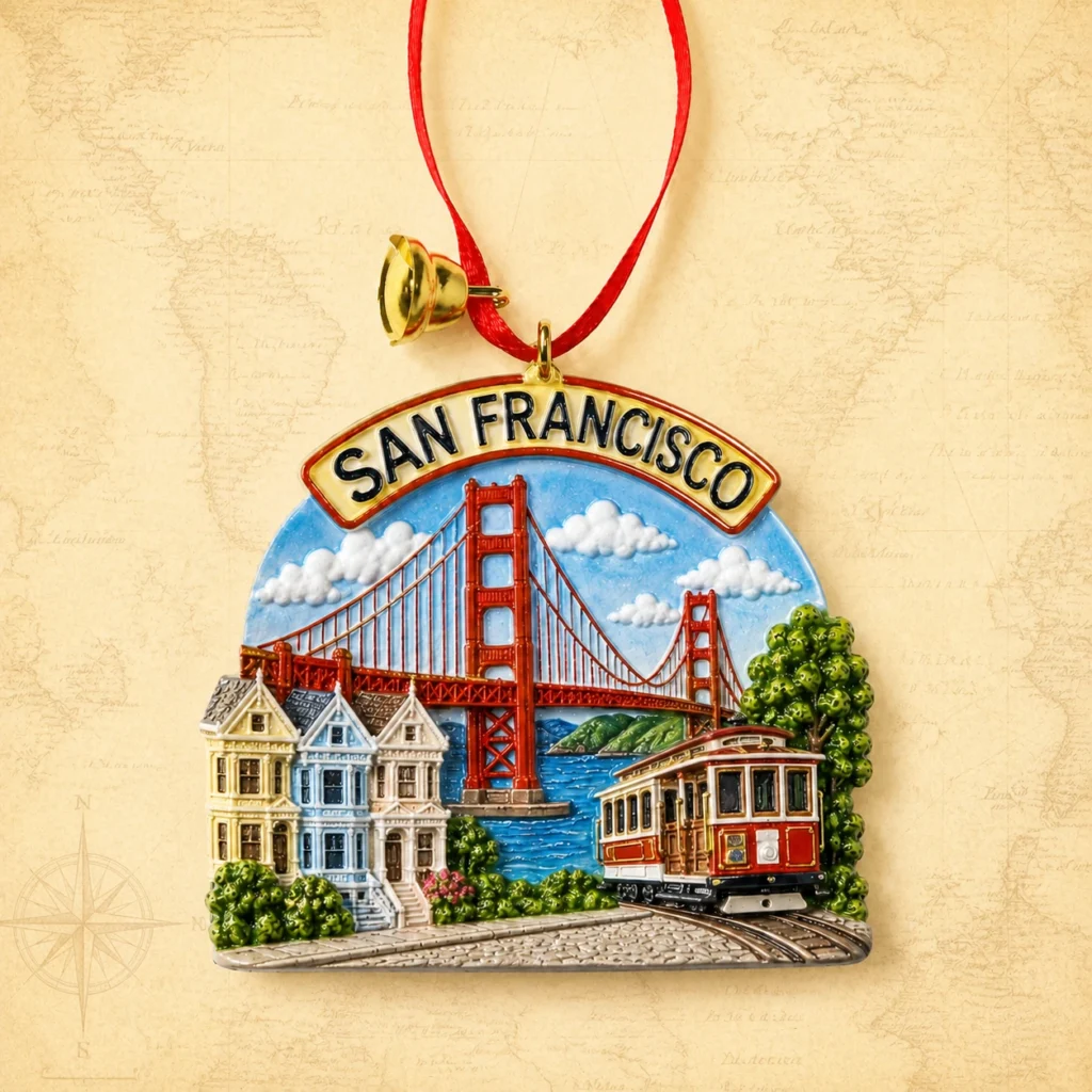 Customizable San Francisco Golden Gate Bridge Christmas ornament