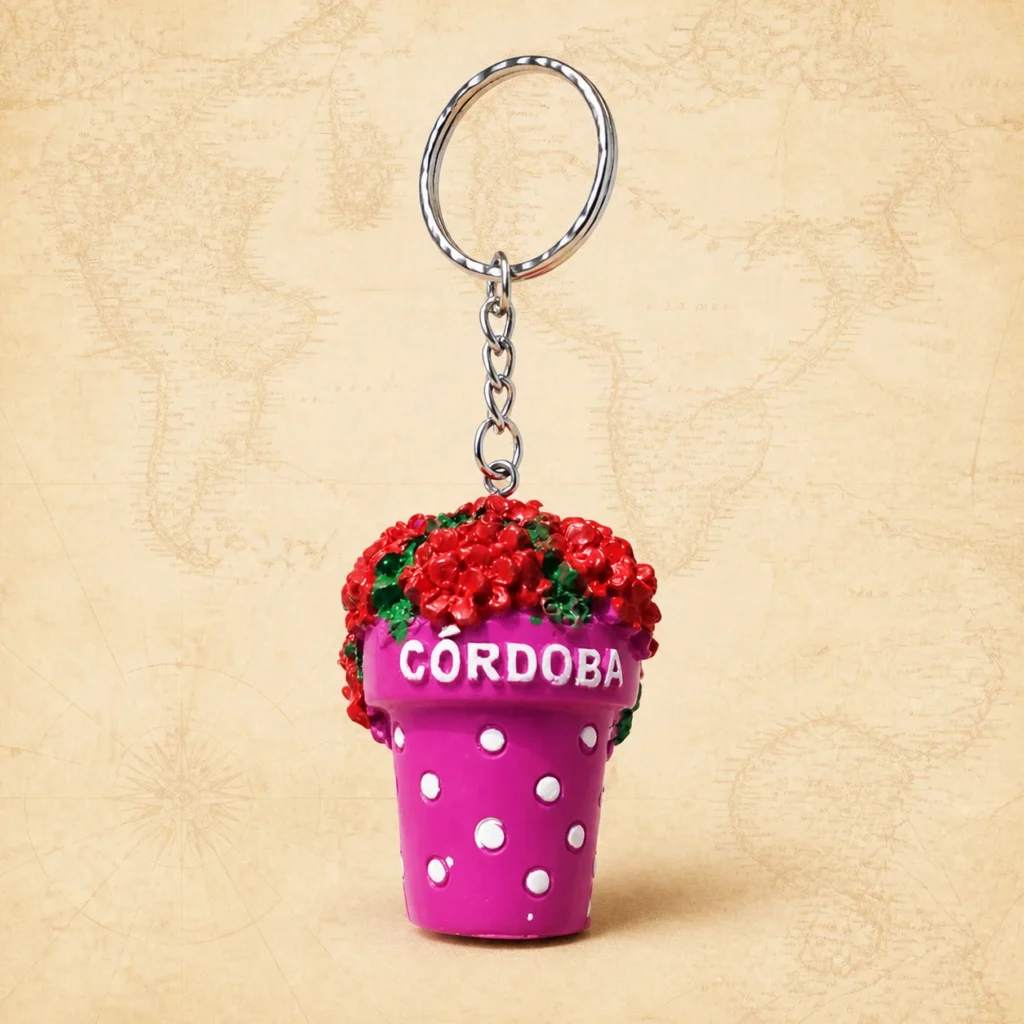 Custom Córdoba Spain polyresin flowerpot keychain