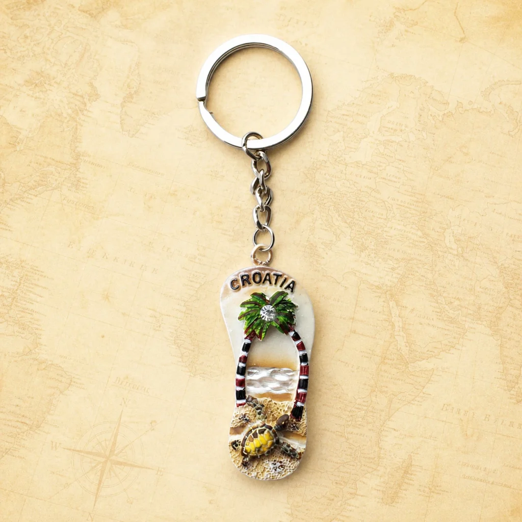 Customized Croatia polyresin flip-flop keychain