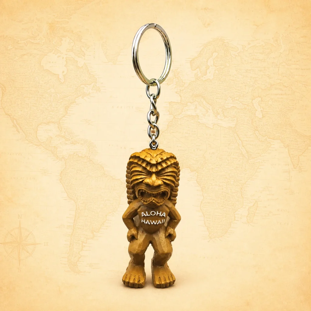 Personalized Hawaii tiki polyresin keychain