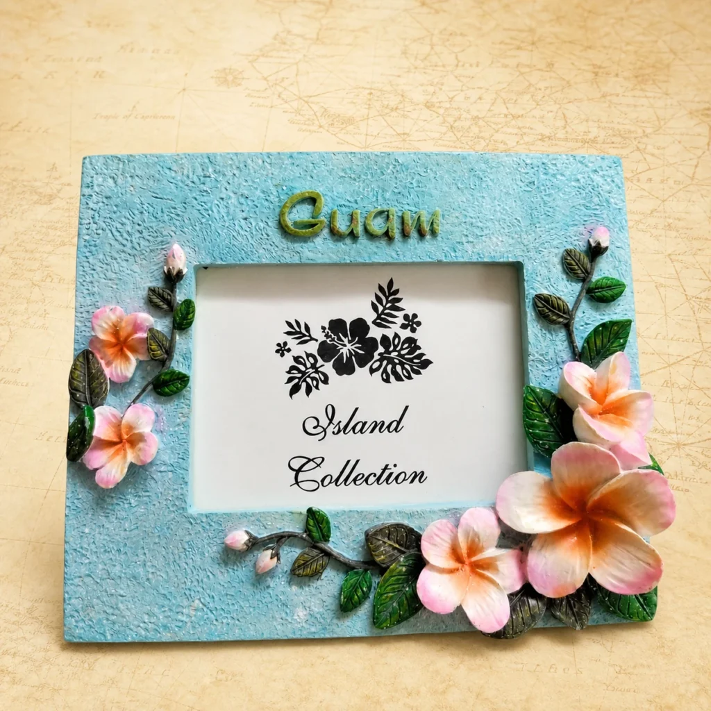 Personalized Guam hibiscus polyresin photo frame