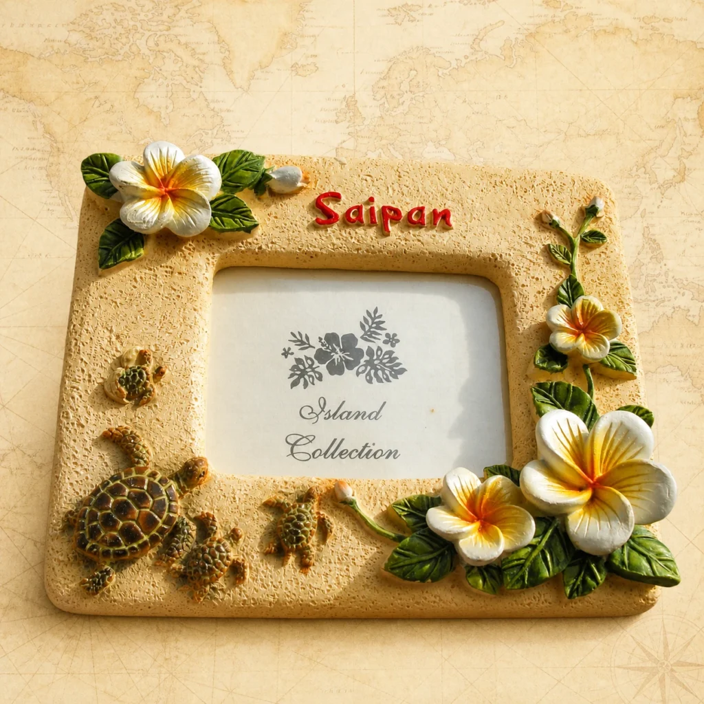 Bespoke Saipan plumeria polyresin photo frame