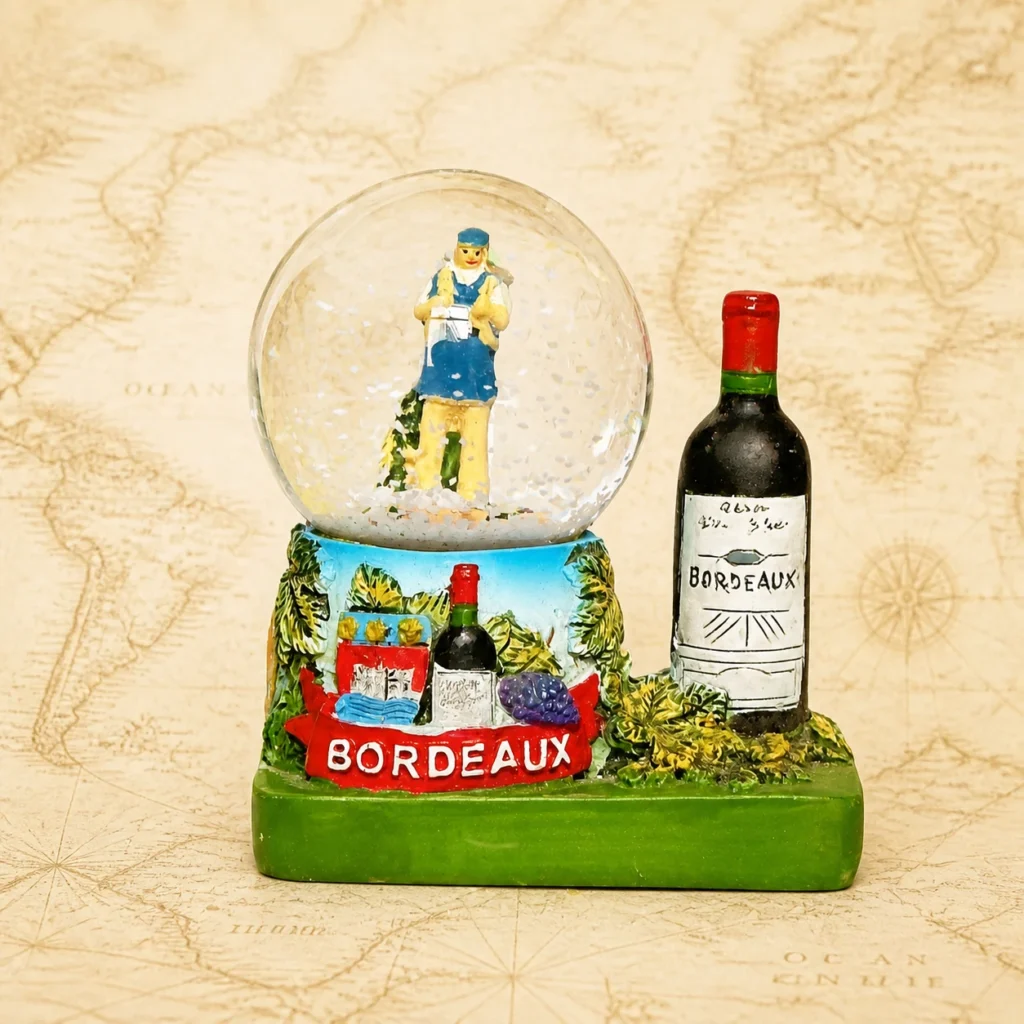 Customized Bordeaux France polyresin snow globe