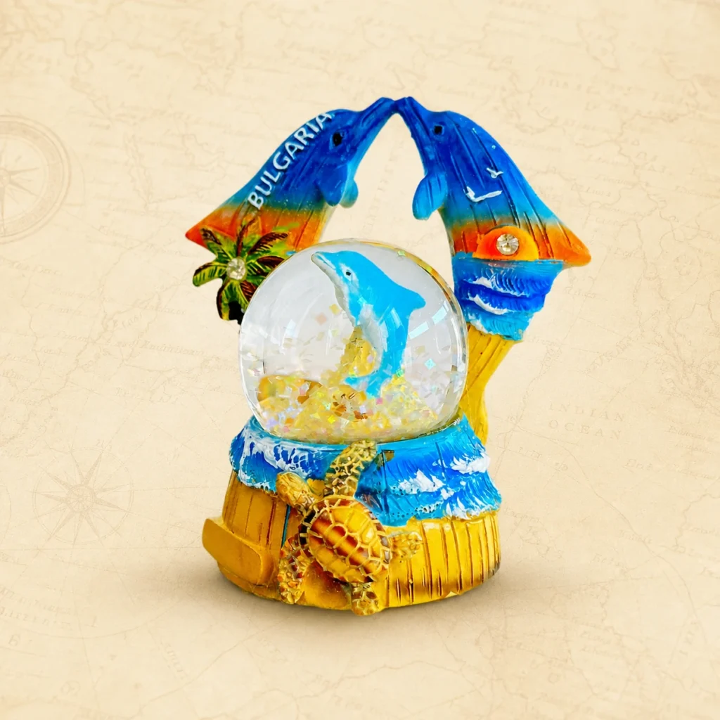 Personalized Bulgaria dolphin polyresin snow globe