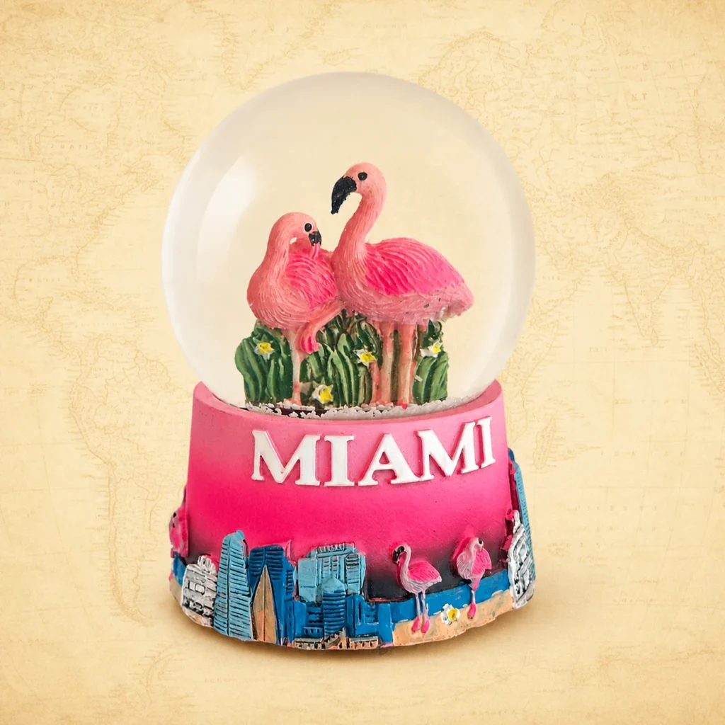 Custom Miami polyresin snow globe