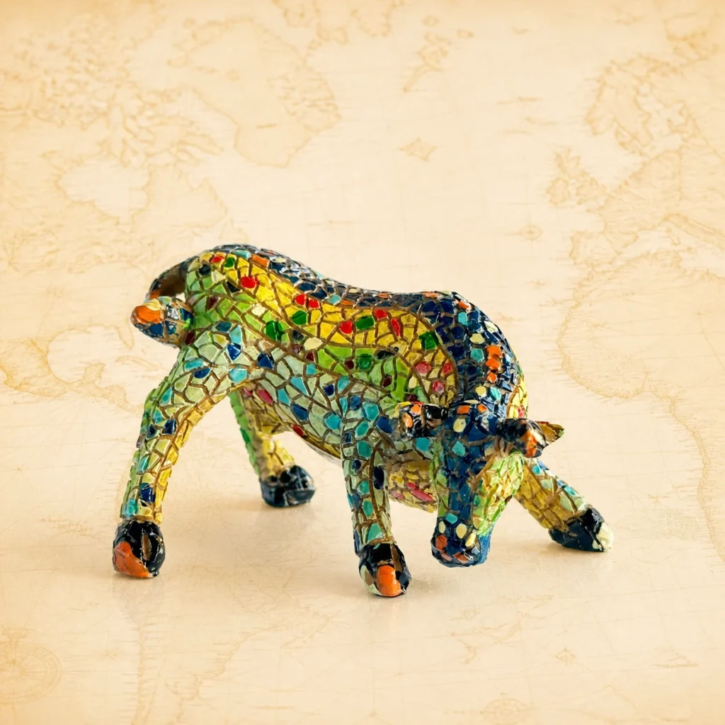 Customized Spain mosaic bull polyresin statuette