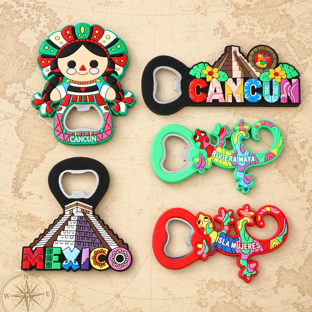 Custom soft PVC souvenir bottle opener collection inspired by Mexico