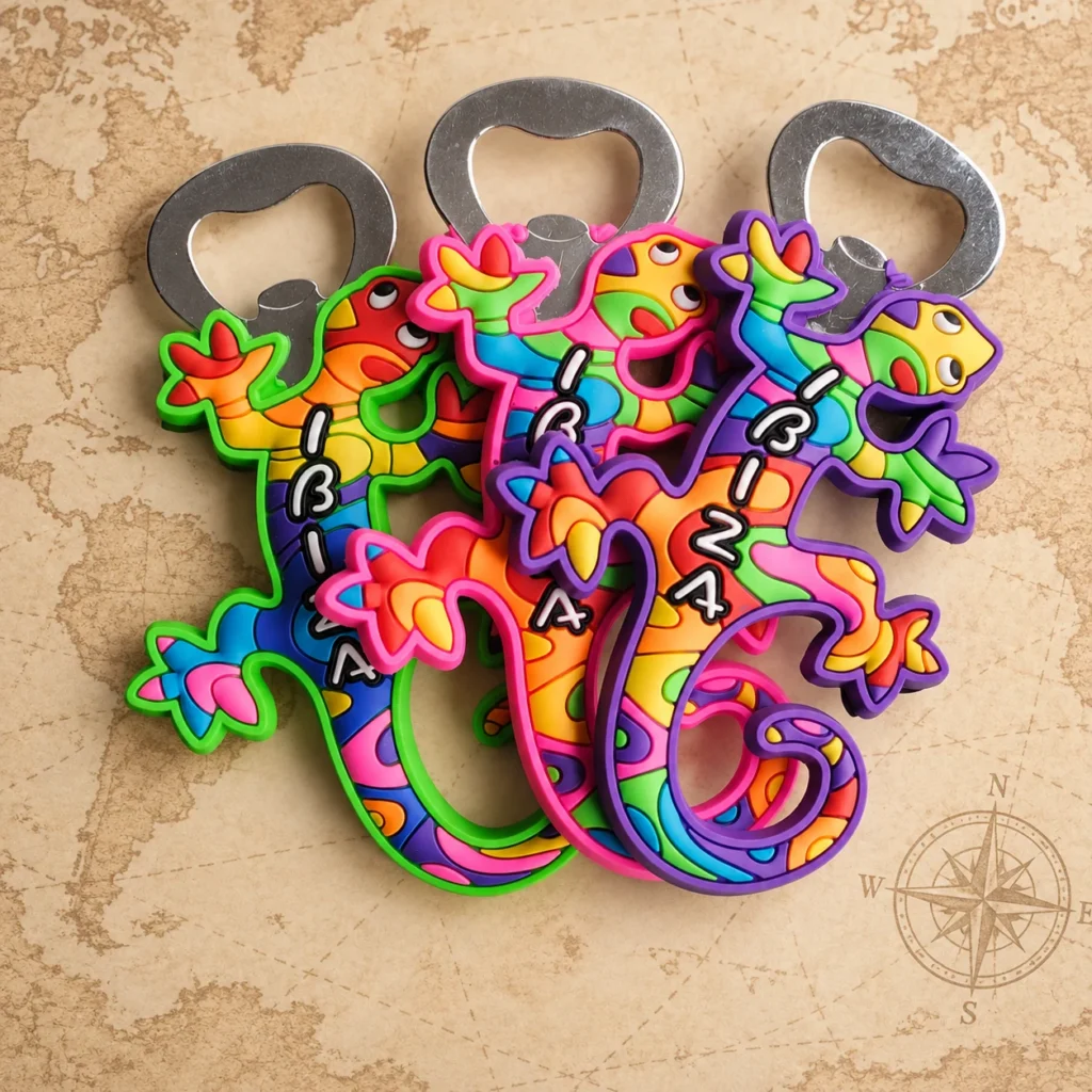 Custom soft PVC souvenir bottle opener collection inspired by tropical lizard