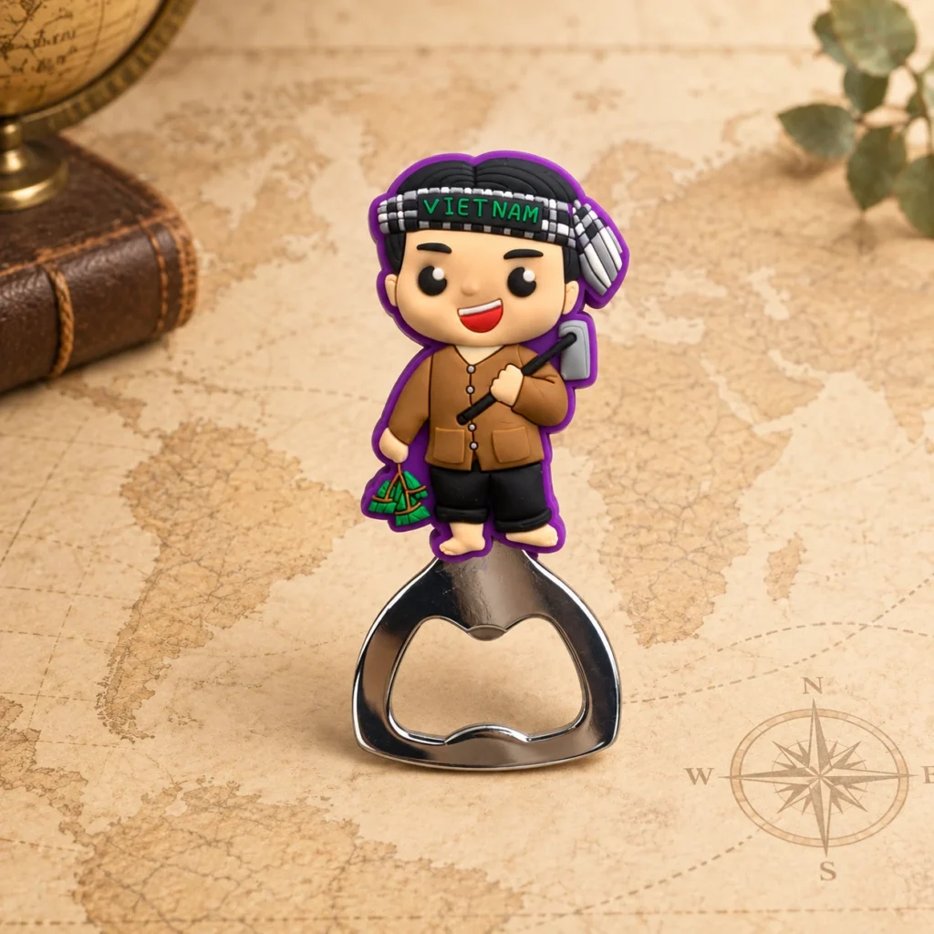 Vietnam character soft PVC souvenir bottle opener with custom destination design