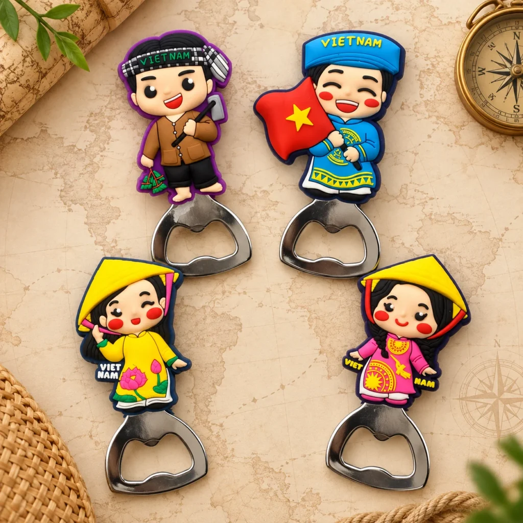 Custom soft PVC souvenir bottle opener collection inspired by Vietnam character collection
