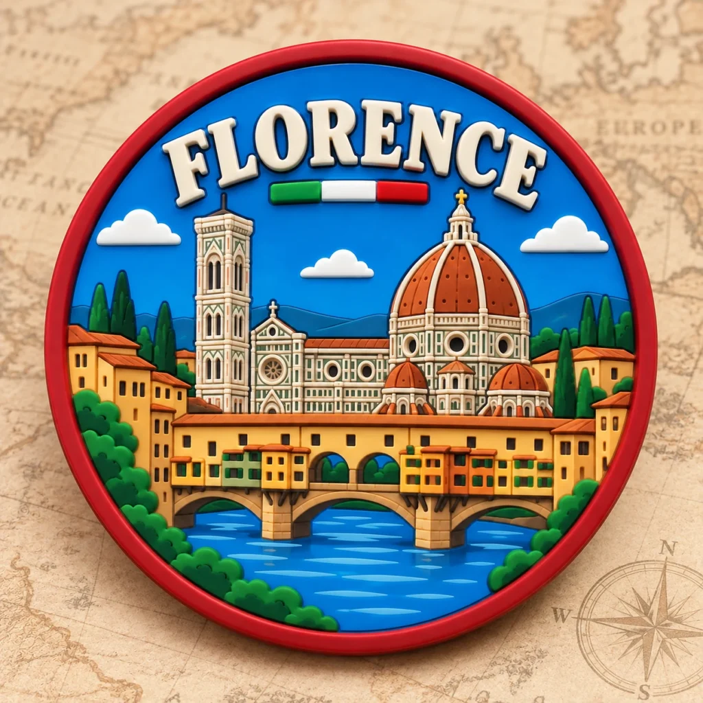 Florence, Italy soft PVC souvenir coaster with custom destination design