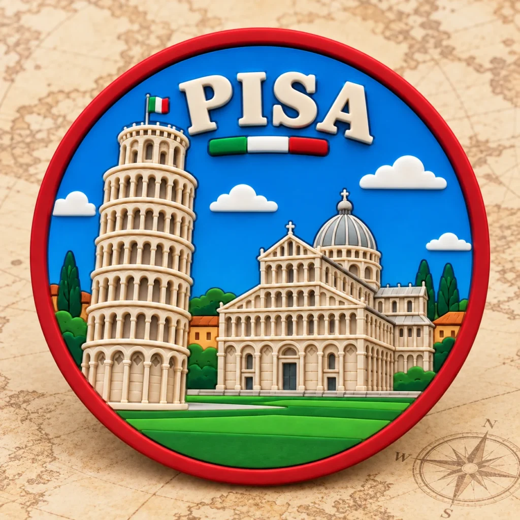 Pisa, Italy soft PVC souvenir coaster with custom destination design