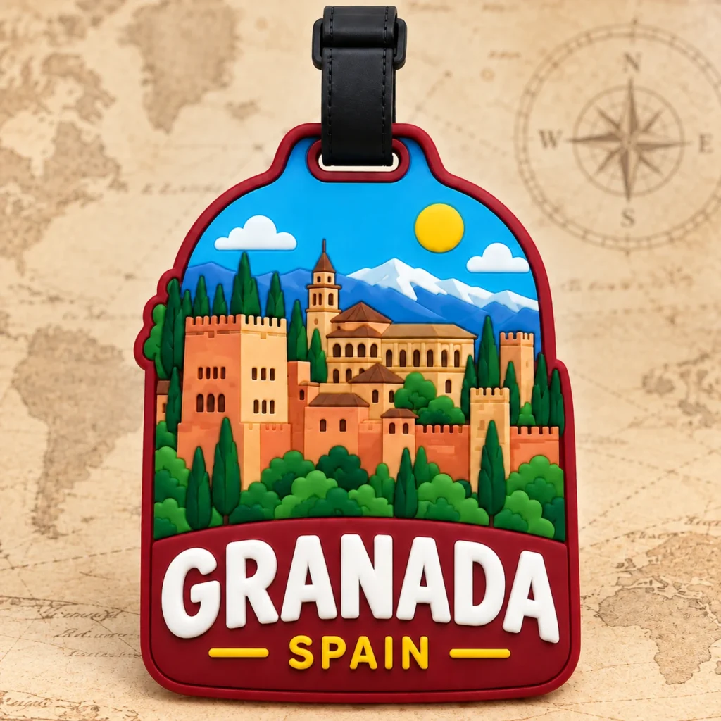 Granada, Spain soft PVC souvenir luggage tag with custom destination design