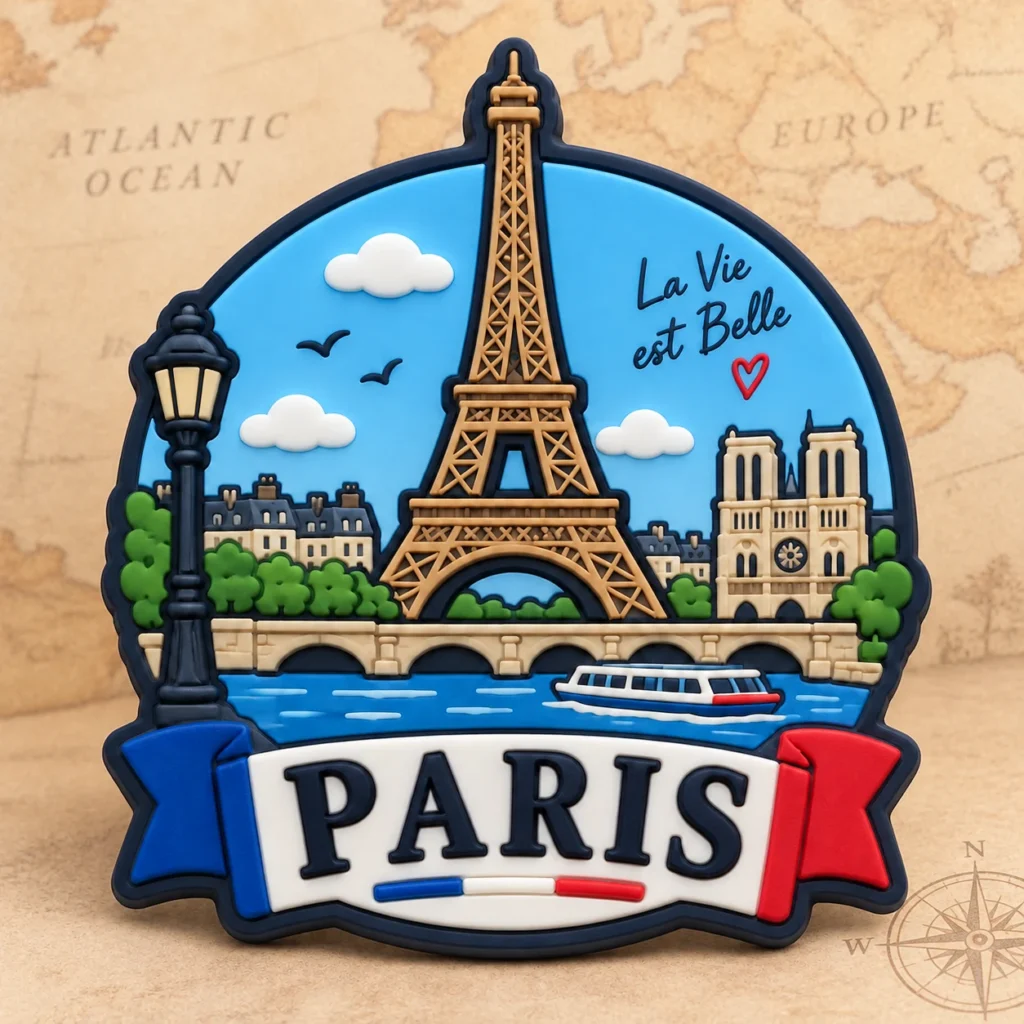 Paris, France soft PVC souvenir patch with custom destination design