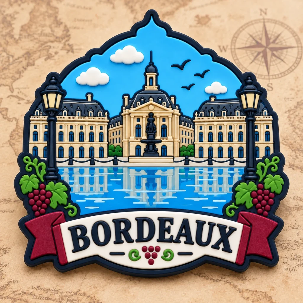Bordeaux, France soft PVC souvenir patch with custom destination design