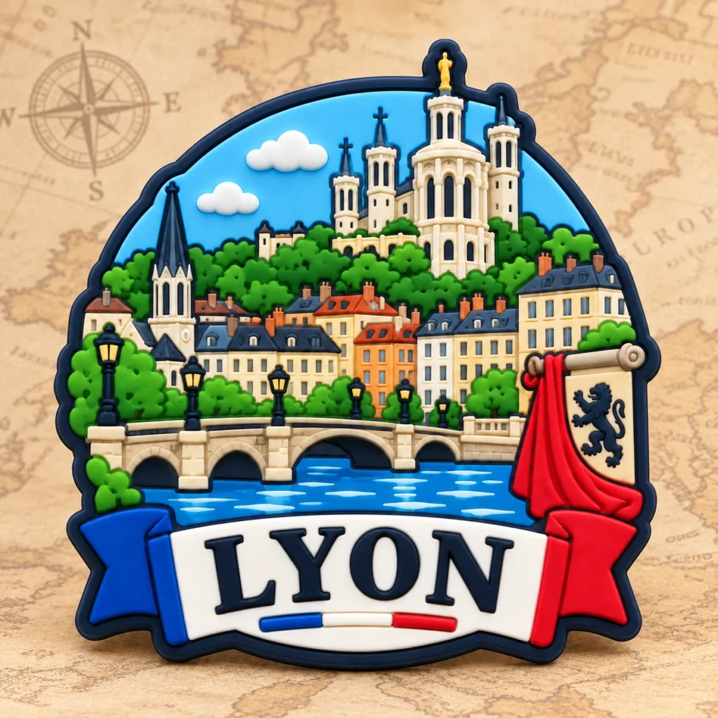 Lyon, France soft PVC souvenir patch with custom destination design