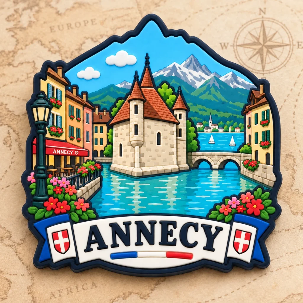 Annecy, France soft PVC souvenir patch with custom destination design