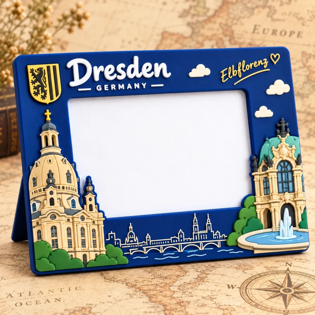 Dresden, Germany soft PVC souvenir photo frame with custom destination design