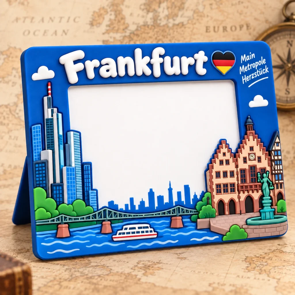 Frankfurt, Germany soft PVC souvenir photo frame with custom destination design