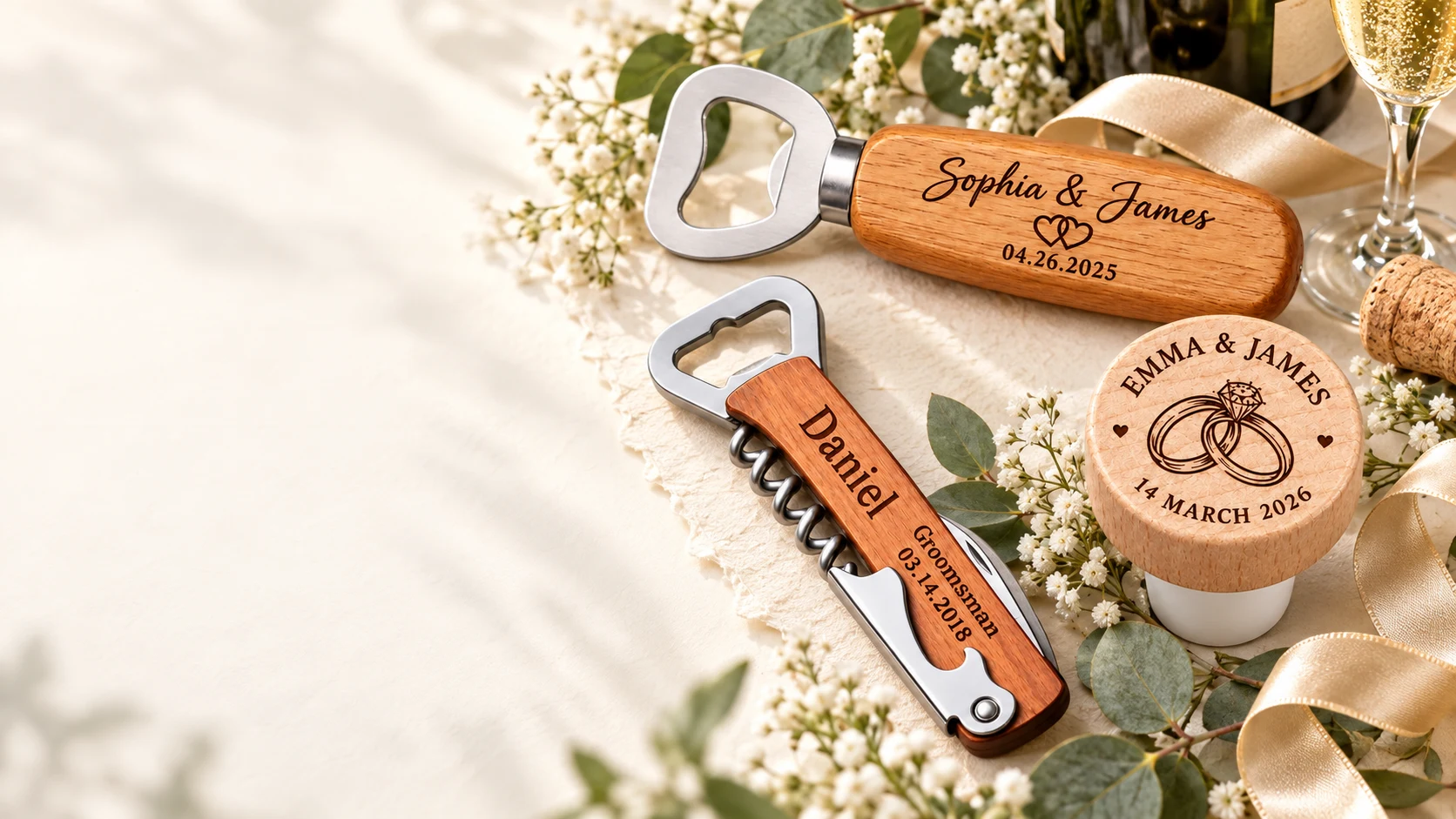 Custom Wedding Bottle Openers & Bar Favors collection