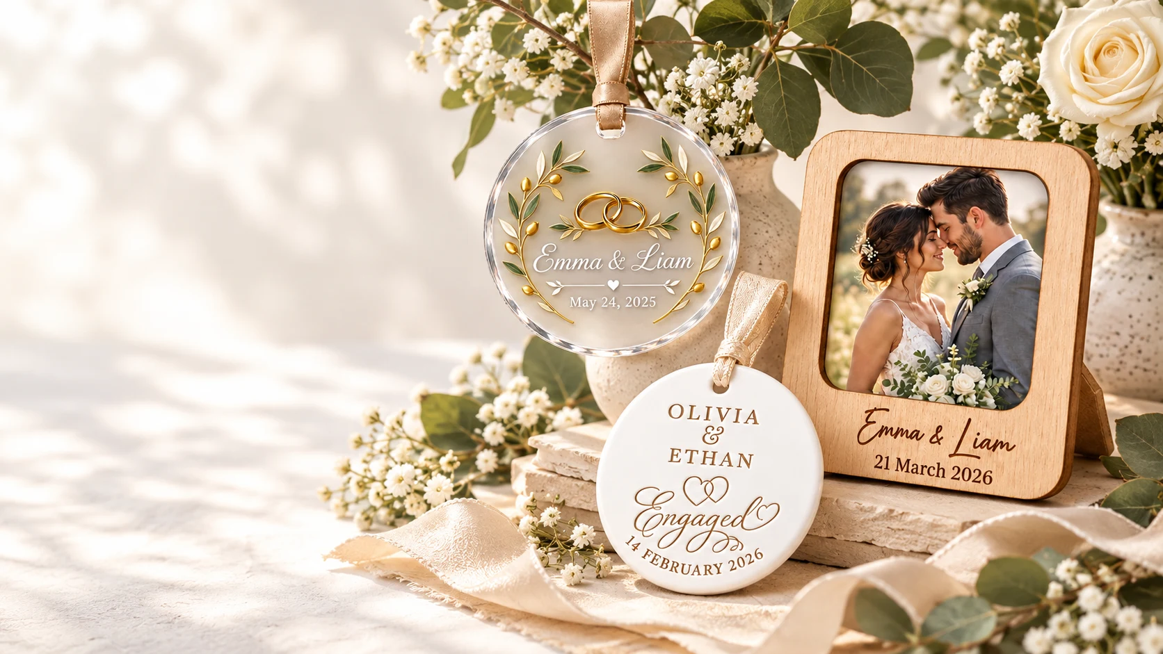 Custom Wedding Ornaments & Photo Keepsakes collection