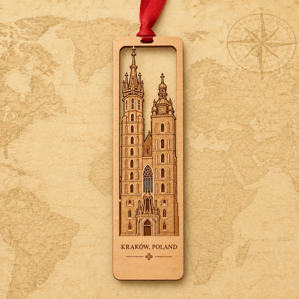 Krakow Poland wooden souvenir bookmark