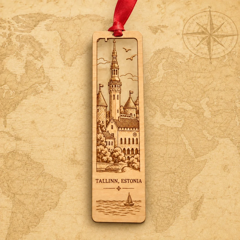 Tallinn Estonia wooden souvenir bookmark