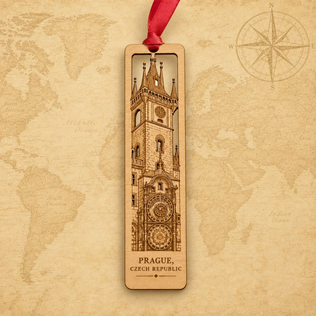 Prague Czech Republic wooden souvenir bookmark