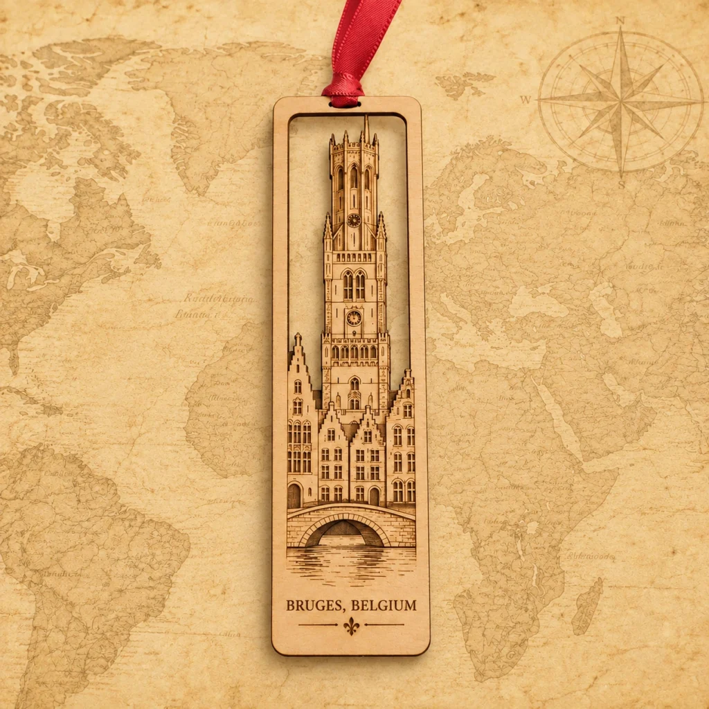 Bruges Belgium wooden souvenir bookmark