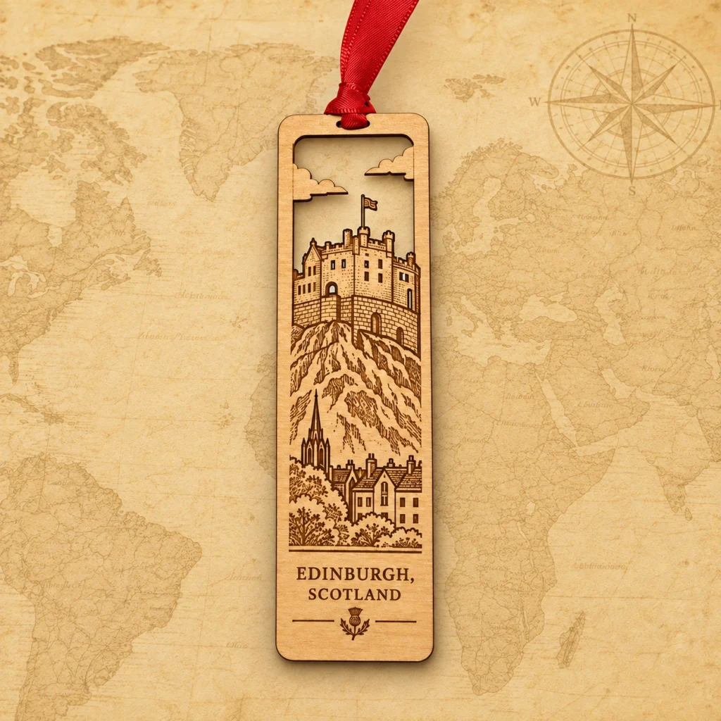 Edinburgh Scotland wooden souvenir bookmark