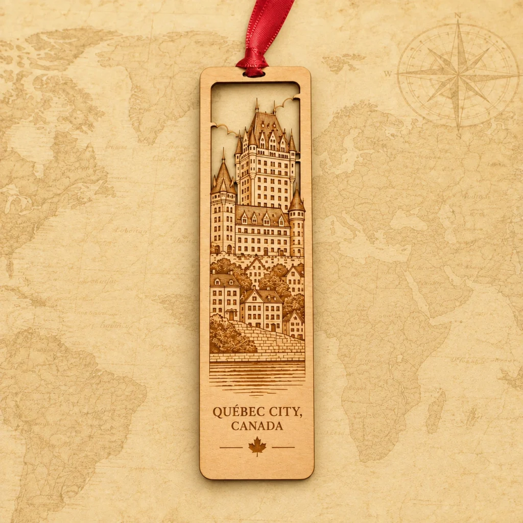 Quebec City Canada wooden souvenir bookmark