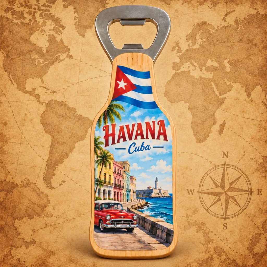 Havana Cuba wooden souvenir bottle opener