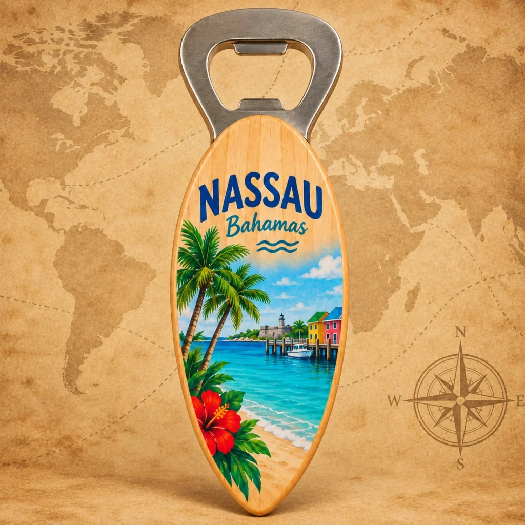 Nassau Bahamas wooden souvenir bottle opener