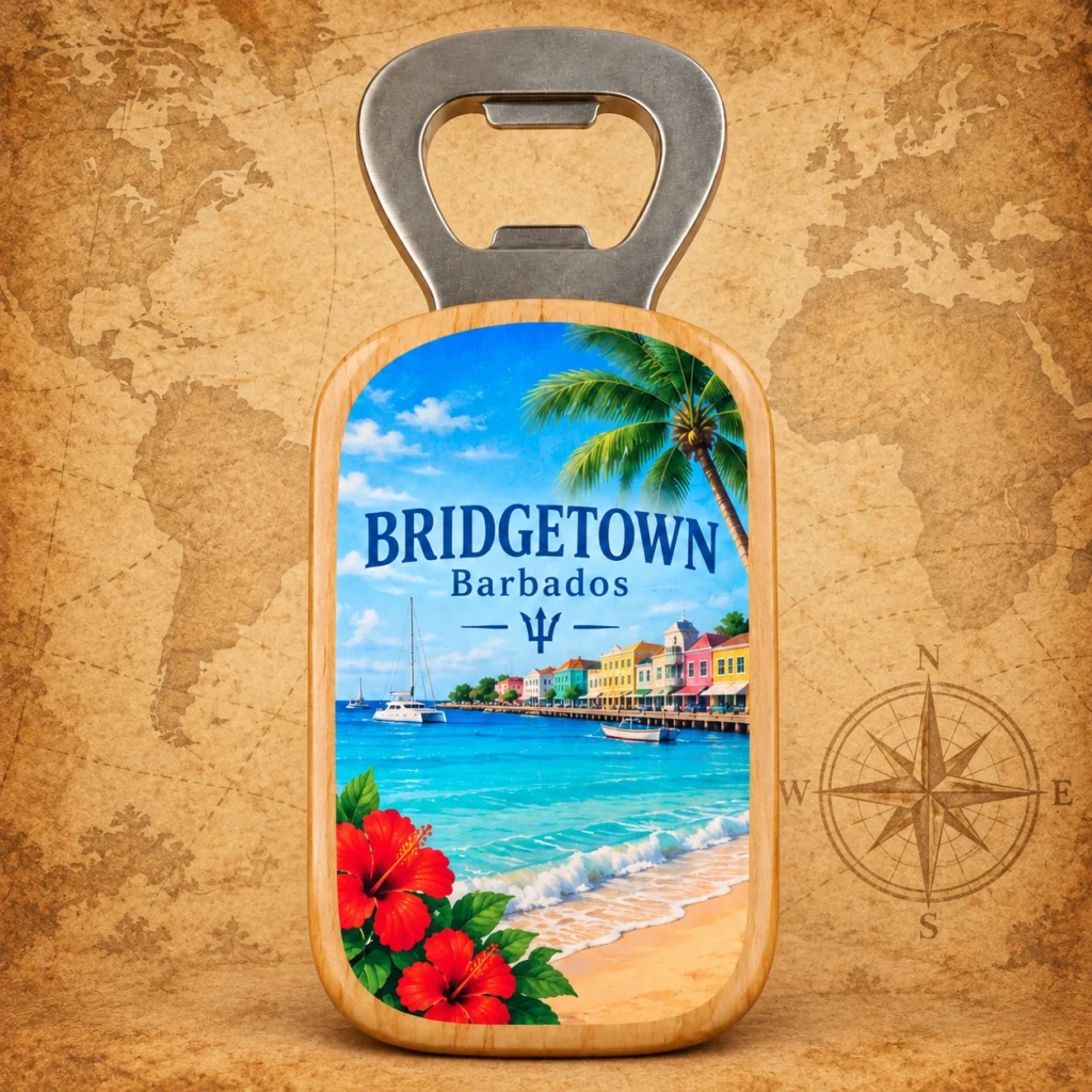 Bridgetown Barbados wooden souvenir bottle opener