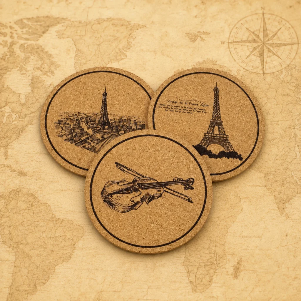 Paris France wooden souvenir coaster