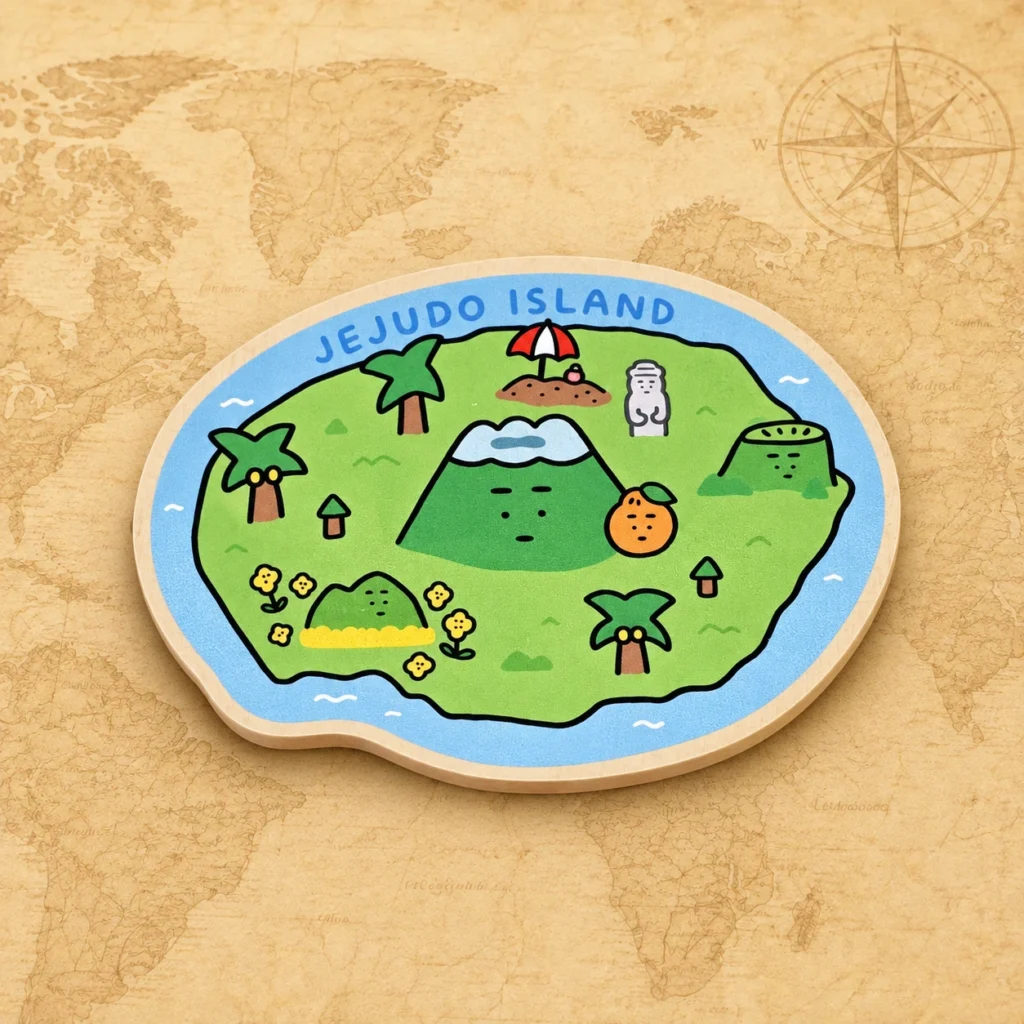 Jeju Island South Korea 01 wooden souvenir coaster