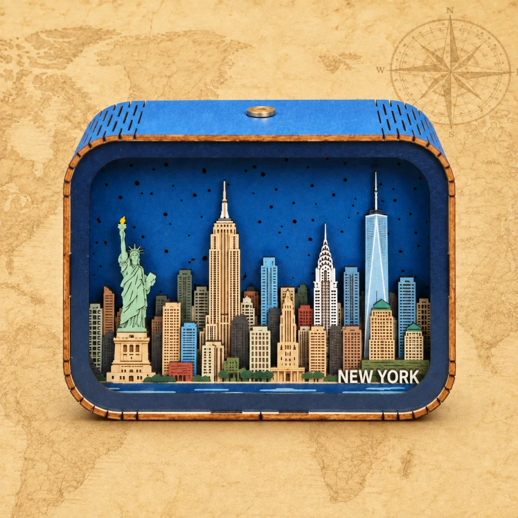 New York Night Light USA wooden souvenir decoration