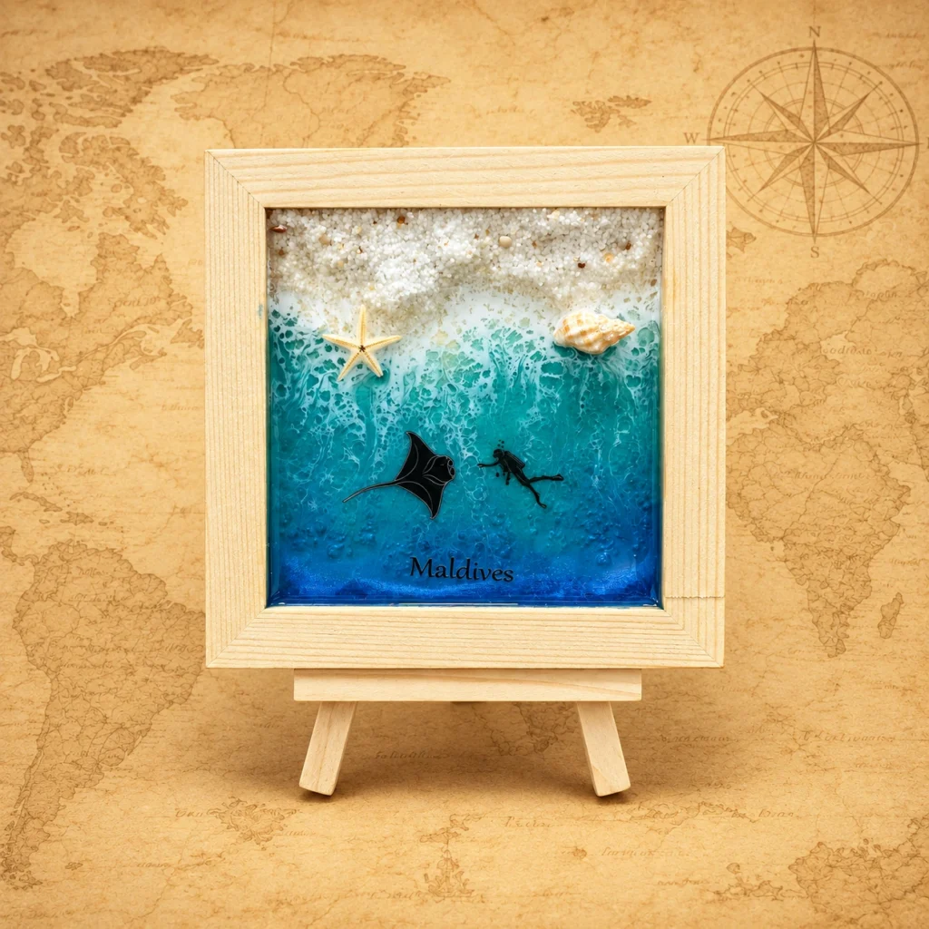 Maldives Wave Display wooden souvenir decoration