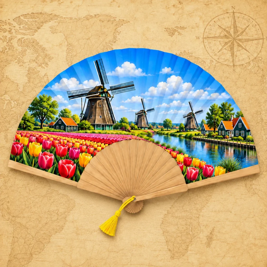 Holland Netherlands wooden souvenir fan