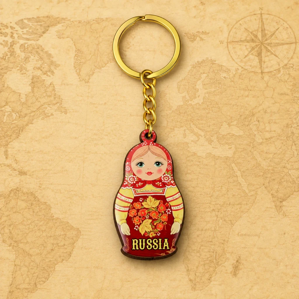 Russian Nesting Doll wooden souvenir keychain